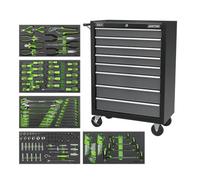 Sealey Rollcab 8 Drawer With 145Pc Tool Kit - Black/grey