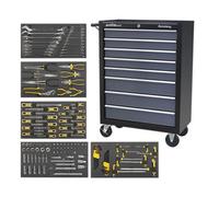 Sealey Rollcab 8 Drawer With Ball-Bearing Slides - Black/grey & 136Pc Tool Kit Ap35Tbcombo3