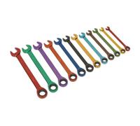 Sealey S01075 Ratchet Combination Spanner Set, Multi-Coloured Metric, 40mm x 245mm x 181mm, 12 Pieces