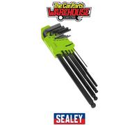 Siegen By Sealey 9pc Extra-Long Ball-End Allen Key Hex Set - Imperial - S01099, Silver