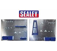 Sealey S01102 34 Piece Metal Wall Storage Tool Pegboard Holder + Hooks & Boxes