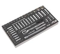 Siegen Tool Tray with Socket Set 62pc 1/4" & 1/2"Sq Drive Metric