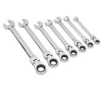 Sealey S01143 Metric Flexible Head Ratchet Combination Spanner Set, 7 Pieces