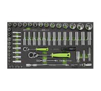 Siegen 62 Piece 1/4" and 1/2" Drive Socket Set in Module Tray Combination