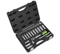 Sealey S01287 Siegen Extendable Ratchet Socket Set 3/8"Sq Drive 34pc