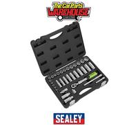 Sealey Siegen Extendable Ratchet Socket Set 3/8"Sq Drive 34pc S01287