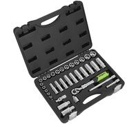 Sealey S01287 Siegen Extendable Ratchet Socket Set 3/8"Sq Drive 34pc