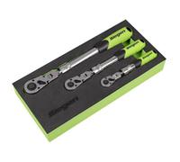 Sealey Siegen 3pc Extendable Flexi-Head Ratchet Wrench Set, with EVA Foam Storage Tray - S01297