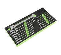 Sealey S01329 Flexi-Head Combination Ratchet Spanner Set 15pc