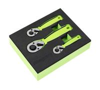 Sealey S01330 Stubby Ratchet Wrench Set 3Pc