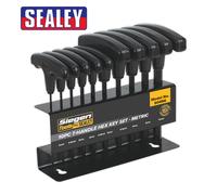 Sealey S0466 Siegen T-Handle Hex Allen Key Set with Wall Rack 10pc Metric Allan
