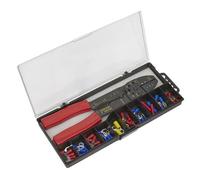 Sealey S0536 Hand WIre Crimper Crimping Pliers & 50 Terminals Connectors Set