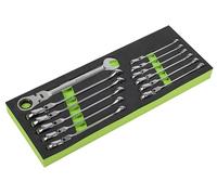 Sealey Siegen Flexi-Head Combination Ratchet Spanner Set 12Pc