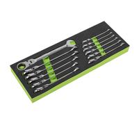 Sealey S0635 Siegen Flexi-Head Combination Ratchet Spanner Set 12pc