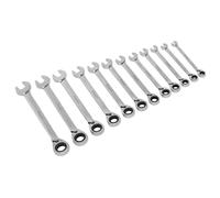 Sealey S0840 Metric Reversible Ratchet Combination Spanner Set, Silver, 12 Pieces