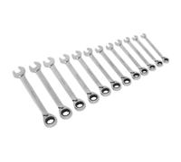 Sealey Reversible Ratchet Combination Spanner Set S0840, Metric, Silver, 12-Piece