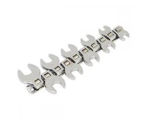 Sealey S0866 Crowfts Foot Open-End Spanner Set 10Pc 3/8inSq Drive Metric