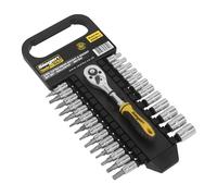 Sealey S0928 6PT Walldrive Metric Socket and Socket Bit Set, 1/4" Square Drive, Silver, 27 Pieces