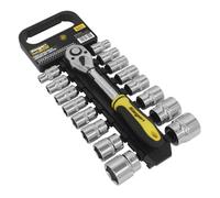 Sealey S0930 6PT Walldrive Metric Socket Set, 1/2" Square Drive, Silver, 17 Pieces