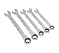 Sealey Combination Ratchet Spanner Set S0985, Metric, Silver, 5 Pieces