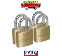 Sealey Brass Body Padlock With Brass Cylinder Keyed Alike Pack of 4 Pieces S0992