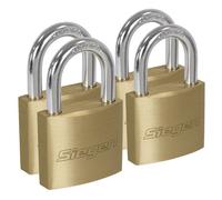 Sealey S0992 Siegen Brass Body Padlock With Brass Cylinder Keyed Alike - Pack Of 4