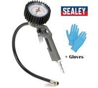 Sealey SA302 Air Line Tyre Inflator 0-175psi & Pressure Gauge 1/4"+ Gloves