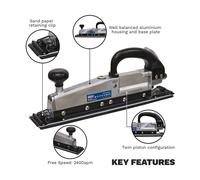 Sealey SA32 Air Long Bed Sander - Twin Piston In-Line 400x70mm Bodyshop Tool PR