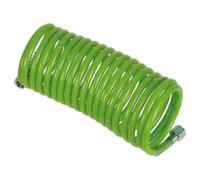 Sealey SA335G PE Coiled Air Hose 5m x Ø5mm with 1/4"BSP Unions - Green