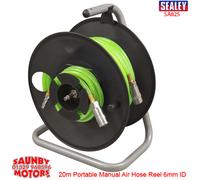 Sealey SA825 20m Portable Manual Air Hose Reel 6mm ID