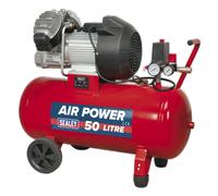 Sealey Sac05030 Compressor 50Ltr V-Twin Direct Drive 3Hp