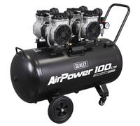 Sealey SAC10001S 100L Oil Free Low Noise Direct Drive Air Compressor 2 x 2hp