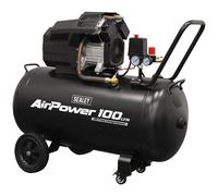 Sealey Portable Air Compressor 100L V-Twin Oil Free Direct Drive 3hp SAC10002