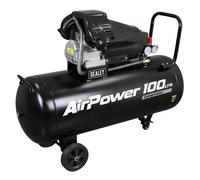Sealey SAC10030VA 100L 3HP V-Twin Direct Drive Air Compressor 230V 13A
