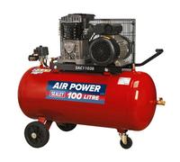 Sealey Sac1103B 100L Belt Drive Air Compressor With Cast Cylinders & Wheels 3.5Hp