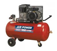 Sealey SAC1103B Air Compressor 100L Belt Drive 3Hp With Cast Cylinders & Wheels
