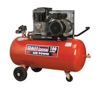 Air Compressor 100L Belt Drive 3hp with Cast Cylinders & Wheels
