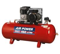 Sealey Belt Drive Air Compressor with Cast Cylinders 3hp 150L Workshop Vehicles
