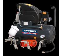 Sealey SAC2420EPK Compressor 24L Direct Drive 2hp with 4pc Air Accessory Kit