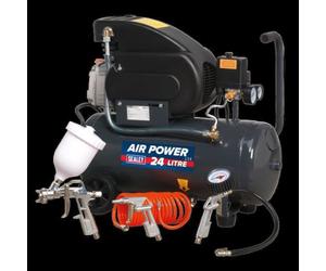Sealey SAC2420EPK Compressor 24L Direct Drive 2hp with 4pc Air Accessory Kit