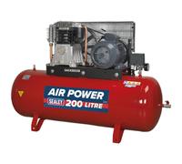 Air Compressor 200L Belt Drive 5.5hp 3ph 2-Stage with Cast Cylinders