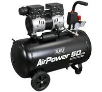 Sealey Oil Free Low Noise Direct Drive Air Compressor, 50L, 1hp, 5.6cfm, 116psi, 750W - SAC5000S