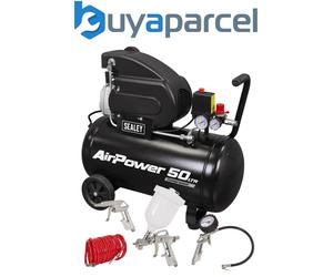 Sealey SAC5020APK 50L Direct Drive Air Compressor 2hp with 4pc Air Accessory Kit