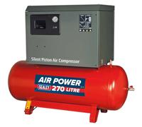 Compressor 270L Belt Drive 7.5hp 3ph 2-Stage with Cast Cylinders Low Noise
