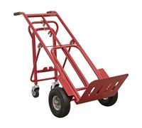 Sealey 3-in-1 Heavy Duty Sack Truck with Pneumatic Wheels - 250kg Capacity | Convertible Hand Trolley with Strong Tubular Steel Frame | Hand Truck - Ideal for Heavy Lifting & Transport (Red)