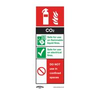 Sealey Self Adhesive Vinyl CO2 Fire Extinguisher Sign Pack of 10 75mm 210mm Standard