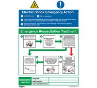 Sealey Safety Sign Electric Shock Emergency Action – Rigid Plastic – 450mm/600mm – Standard