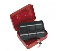 Sealey Key Lock Cash Box 6 Coin Compartments 2 Keys 200mm X 160mm X 90mm Scb2