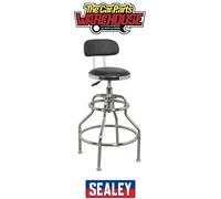 Sealey Workshop Stool SCR14 – Pneumatic Adjustable Height, Swivel Seat & Back Rest