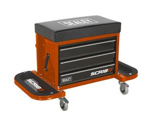 Sealey SCR18O Mechanic's Utility Seat & Toolbox - Orange